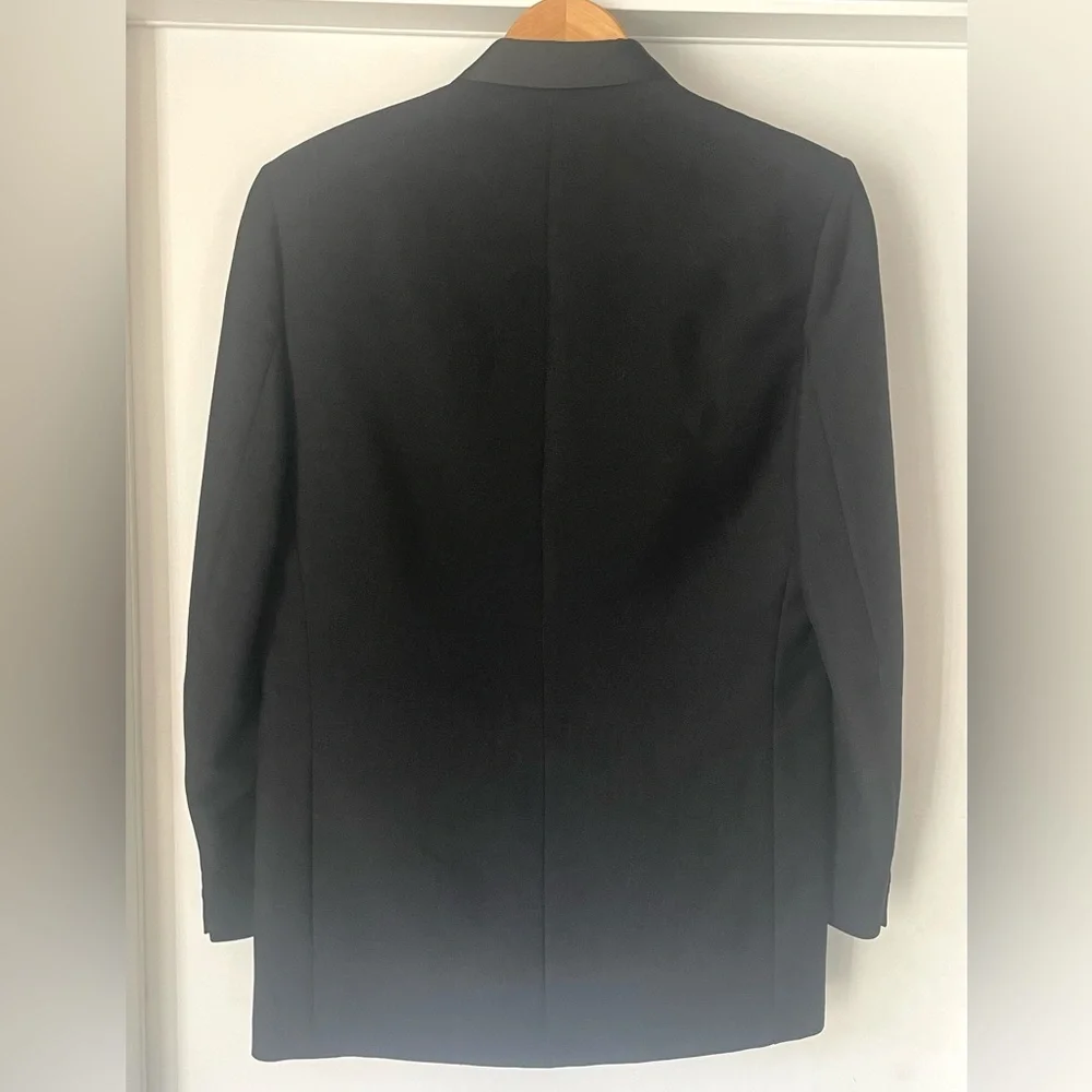 Harrods Vintage Worsted Mohair Tux Jacket, covered buttons, satin lapel, 40R